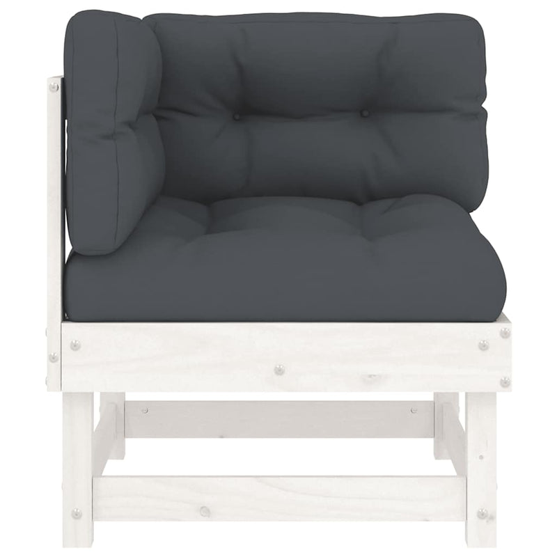 vidaXL Corner Sofas with Cushions 2 pcs White Solid Wood Pine
