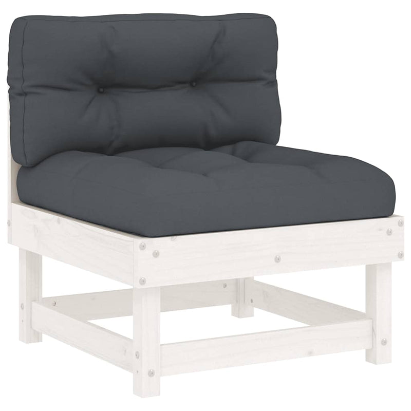 vidaXL Middle Sofas with Cushions 2 pcs White Solid Wood Pine