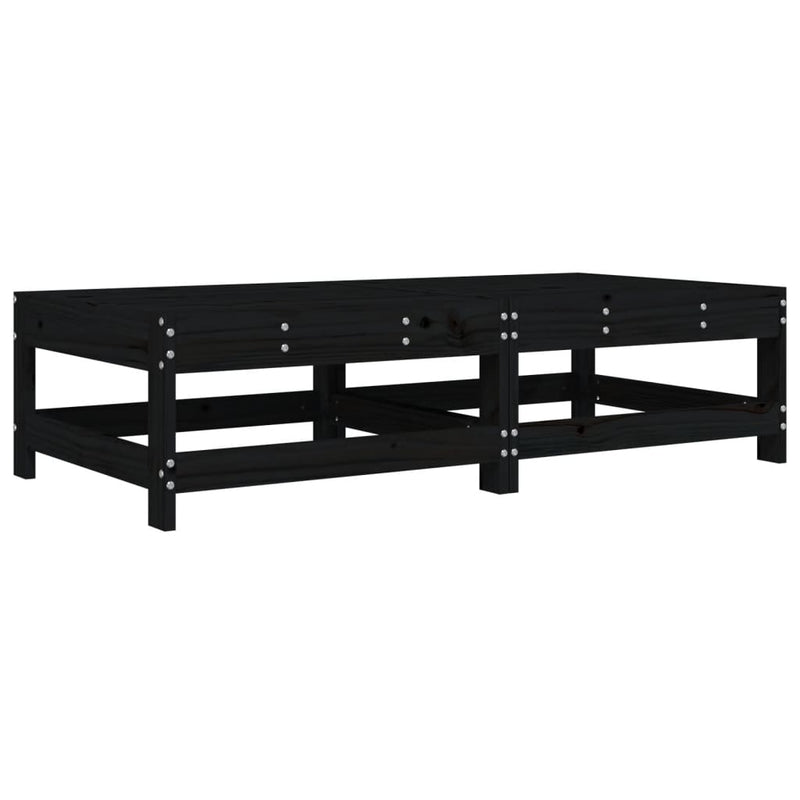 vidaXL Garden Footstools with Cushions 2pcs Black Solid Wood Pine
