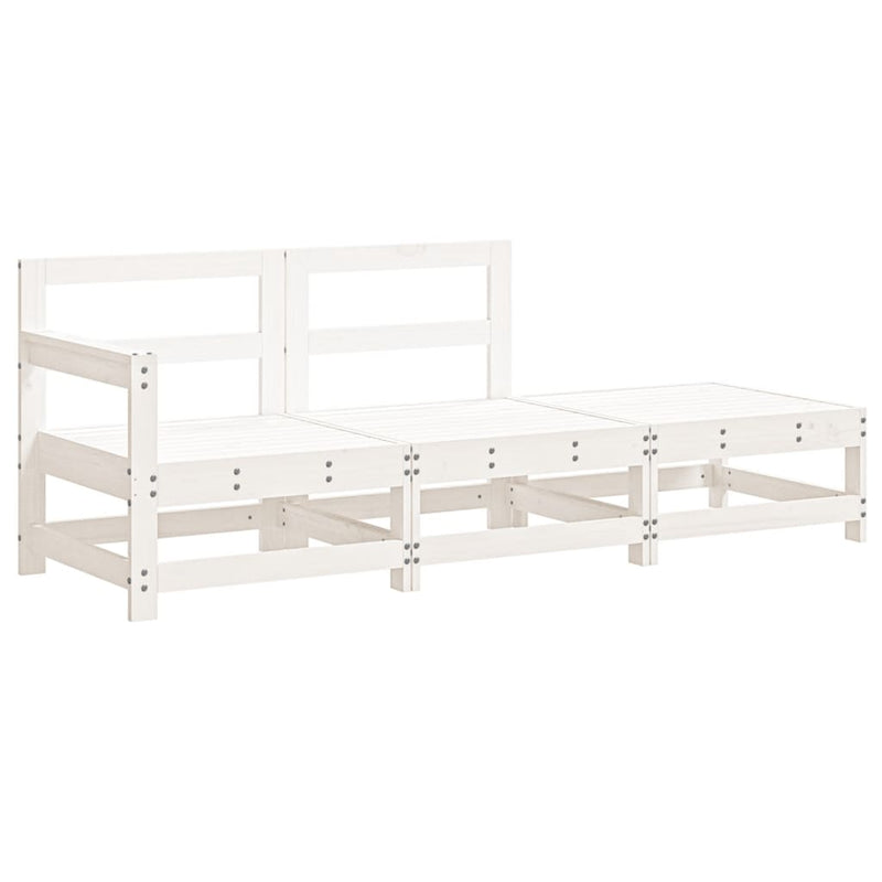 vidaXL 3 Piece Garden Lounge Set with Cushions White Solid Wood