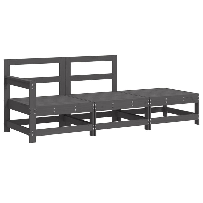 vidaXL 3 Piece Garden Lounge Set with Cushions Grey Solid Wood