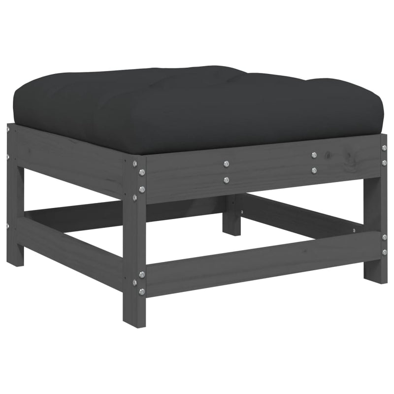 vidaXL 3 Piece Garden Lounge Set with Cushions Grey Solid Wood