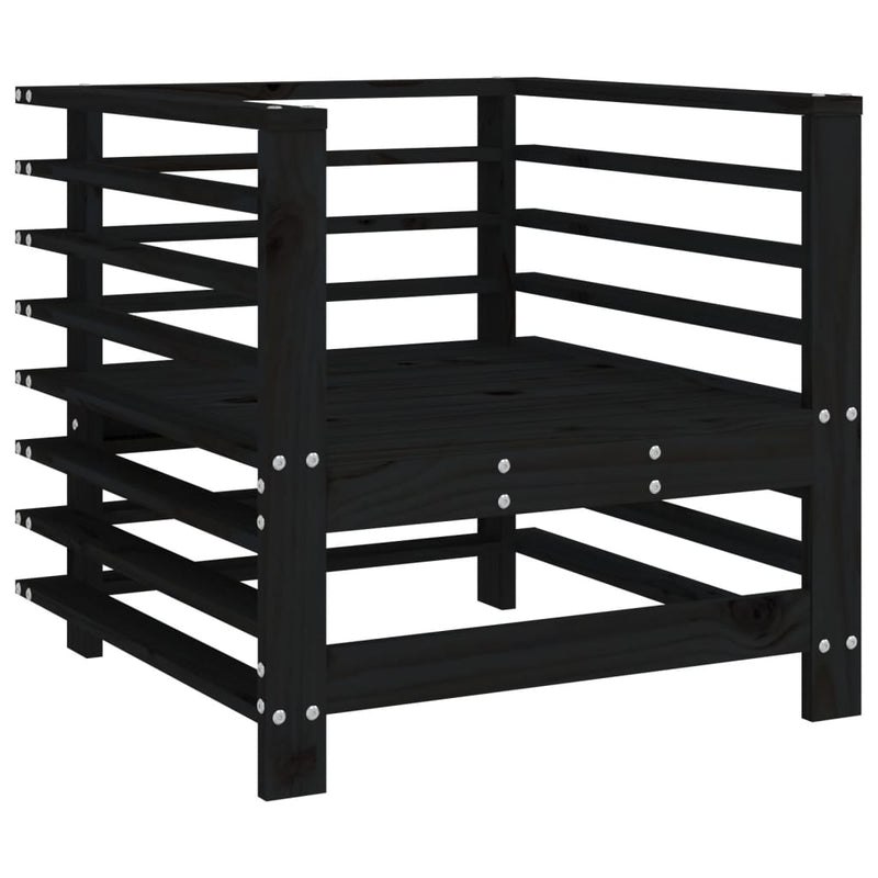 vidaXL Garden Chairs with Cushions 2 pcs Black Solid Wood Pine