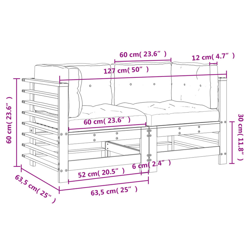 vidaXL Corner Sofas with Cushions 2 pcs Solid Wood Pine