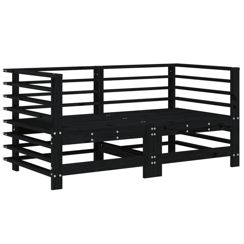 vidaXL Corner Sofas with Cushions 2 pcs Black Solid Wood Pine
