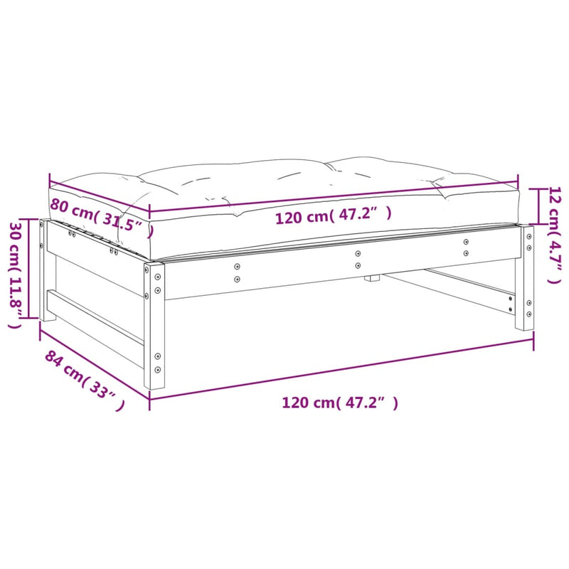 vidaXL Garden Footstool 120x80 cm Impregnated Wood Pine