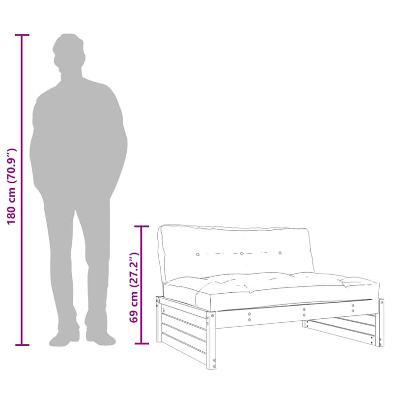 vidaXL Middle Sofa White 120x80 cm Solid Wood Pine