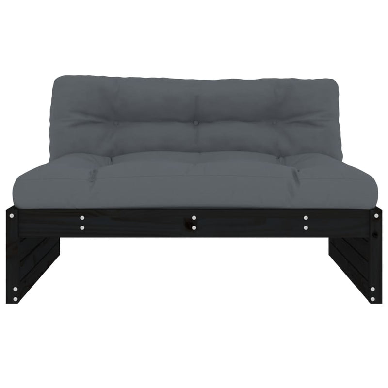 vidaXL Middle Sofa Black 120x80 cm Solid Wood Pine