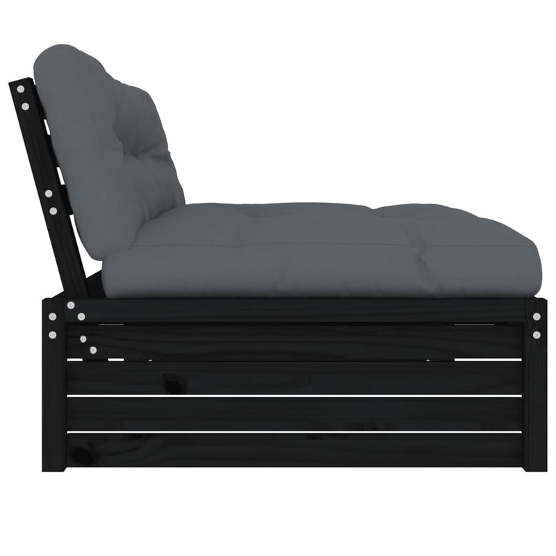 vidaXL Middle Sofa Black 120x80 cm Solid Wood Pine