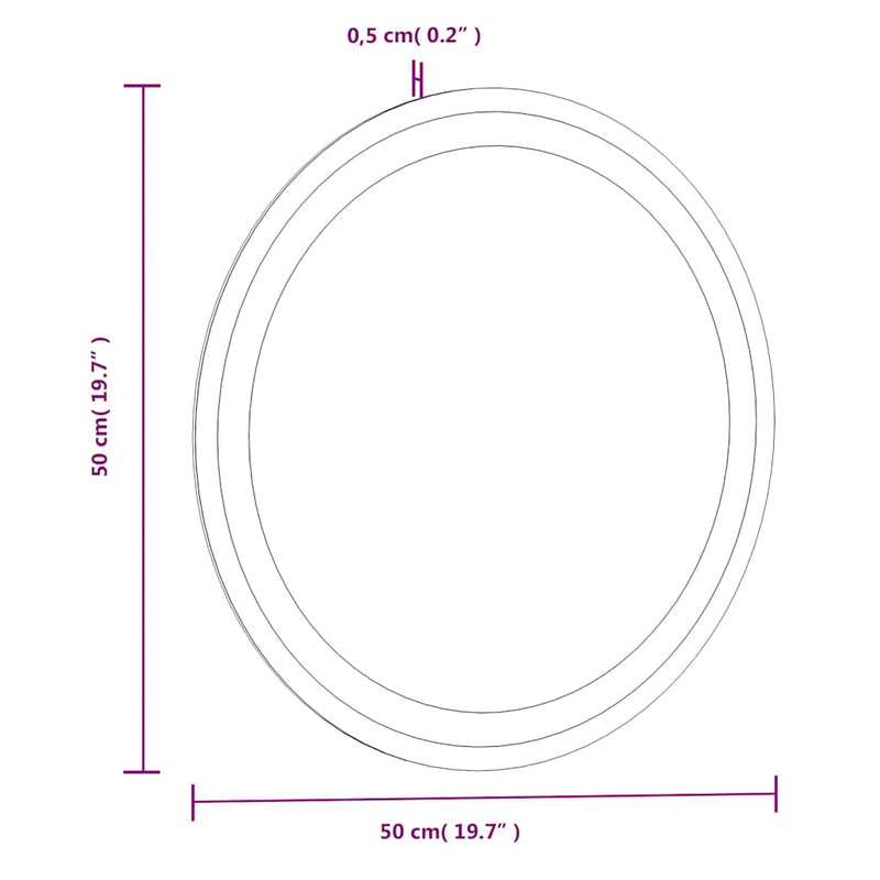 vidaXL LED Bathroom Mirror 50 cm Round