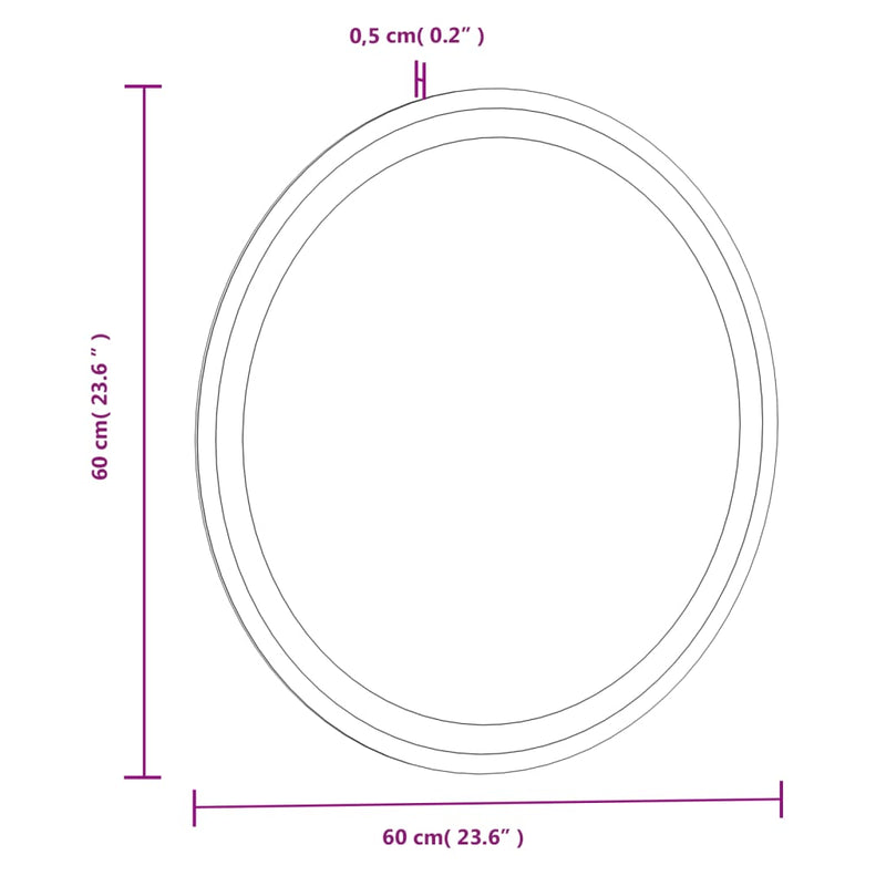 LED Bathroom Mirror 60 cm Round