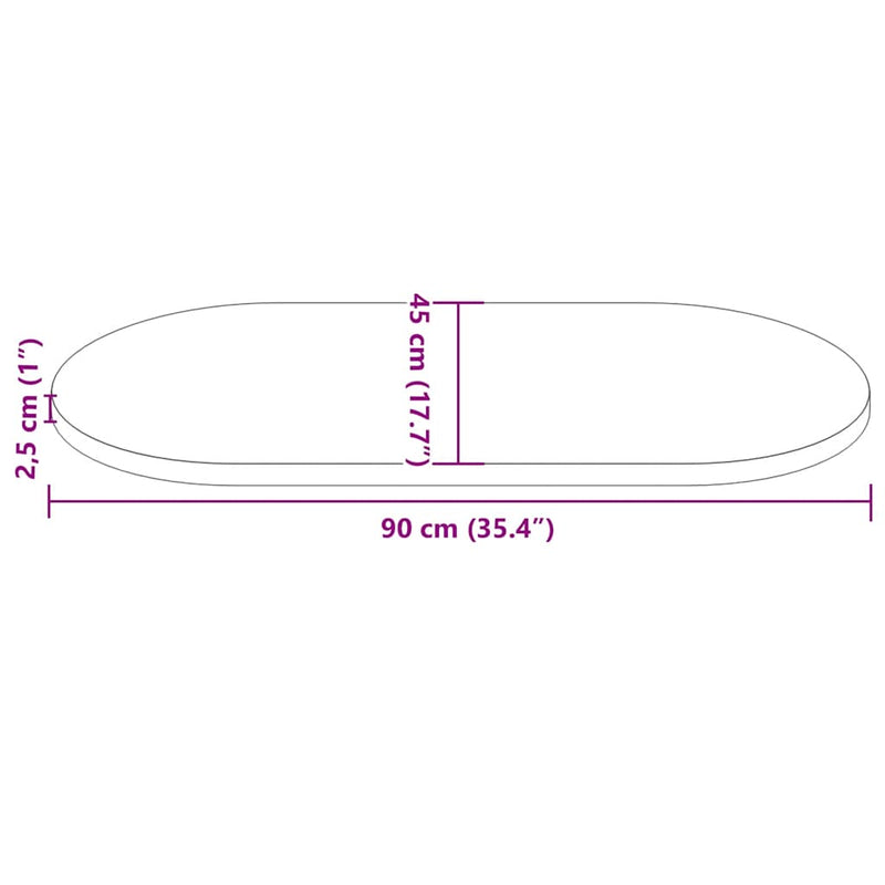 vidaXL Table Top 90x45x2.5 cm Solid Wood Pine Oval