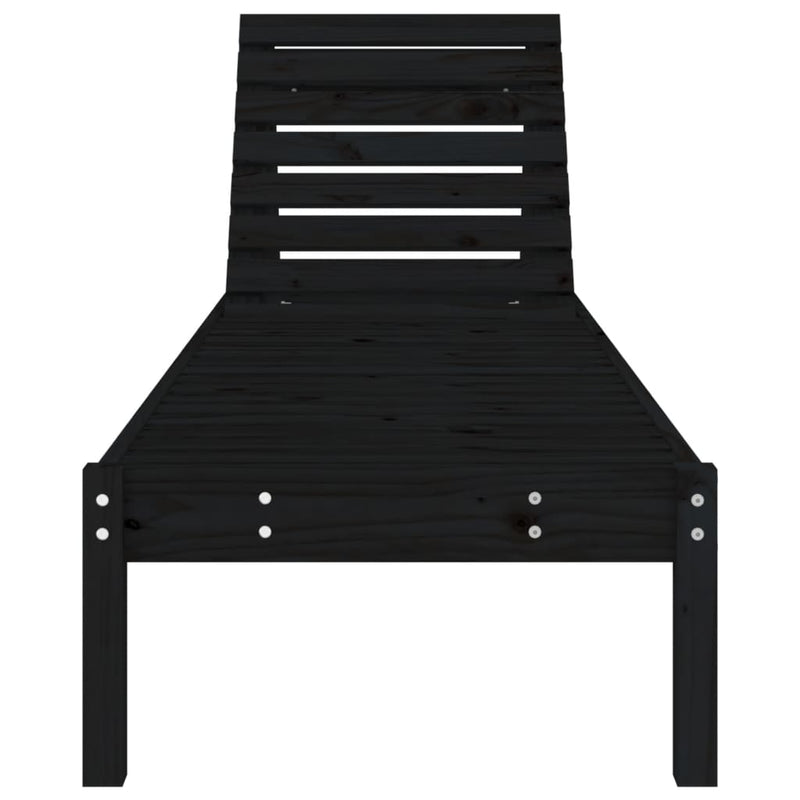 vidaXL Sun Lounger Black 199.5x60x74 cm Solid Wood Pine