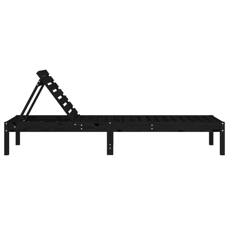 vidaXL Sun Lounger Black 199.5x60x74 cm Solid Wood Pine