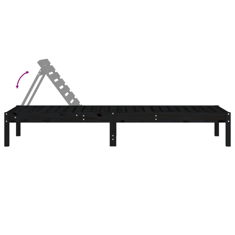 vidaXL Sun Lounger Black 199.5x60x74 cm Solid Wood Pine