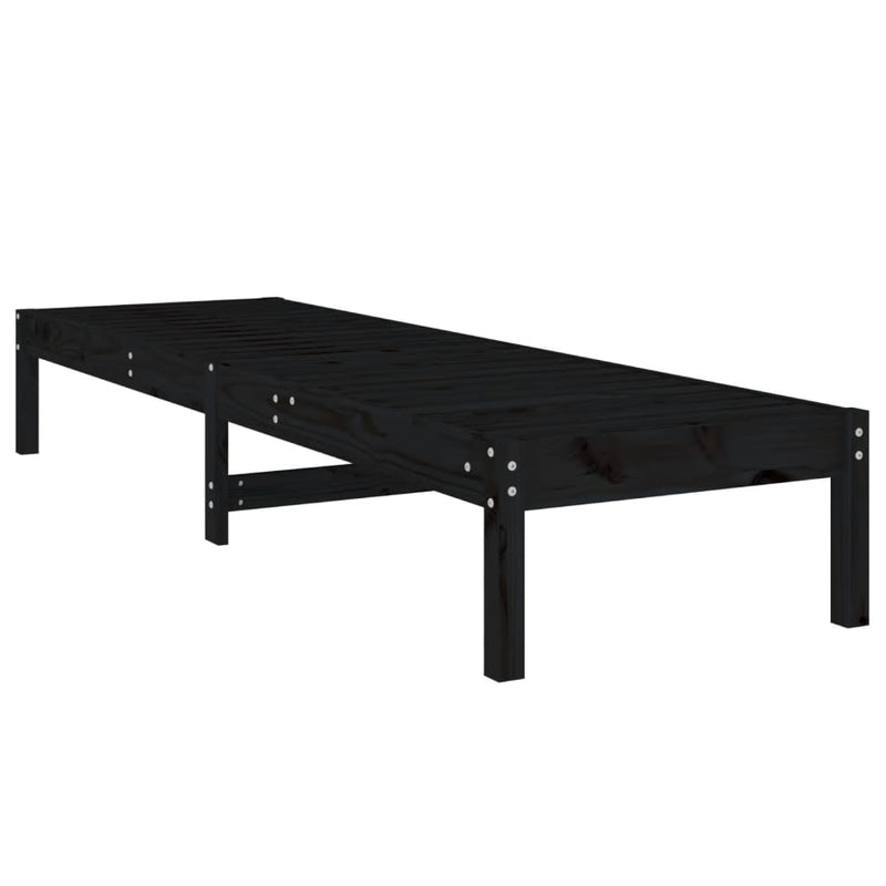 vidaXL Sun Lounger Black 199.5x60x74 cm Solid Wood Pine