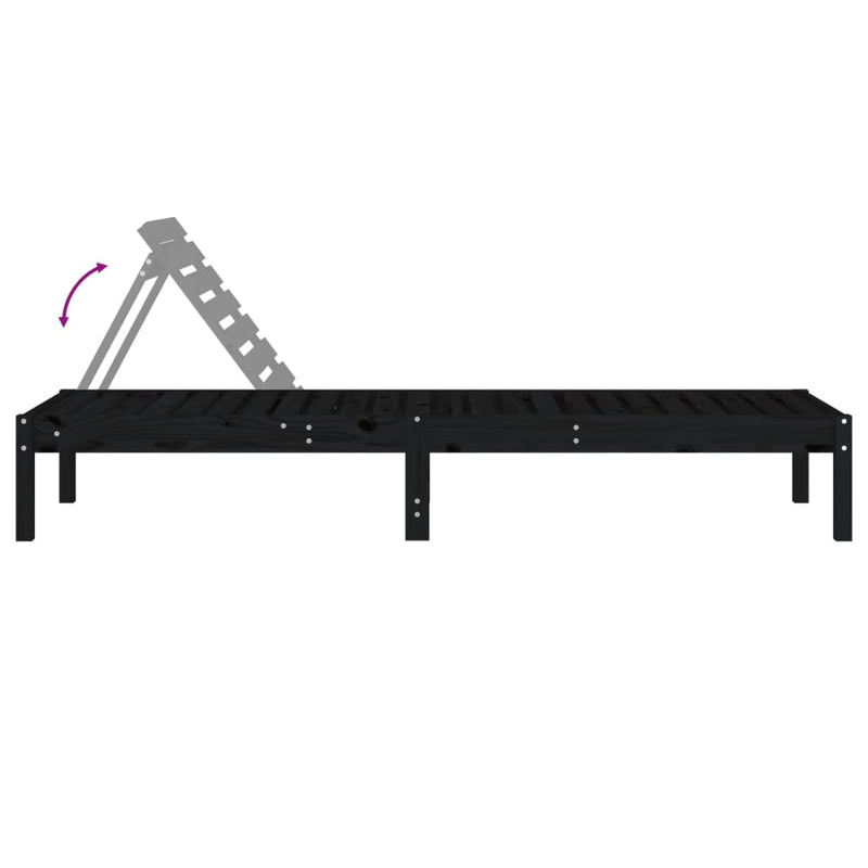 vidaXL Sun Loungers 2 pcs Black 199.5x60x74 cm Solid Wood Pine