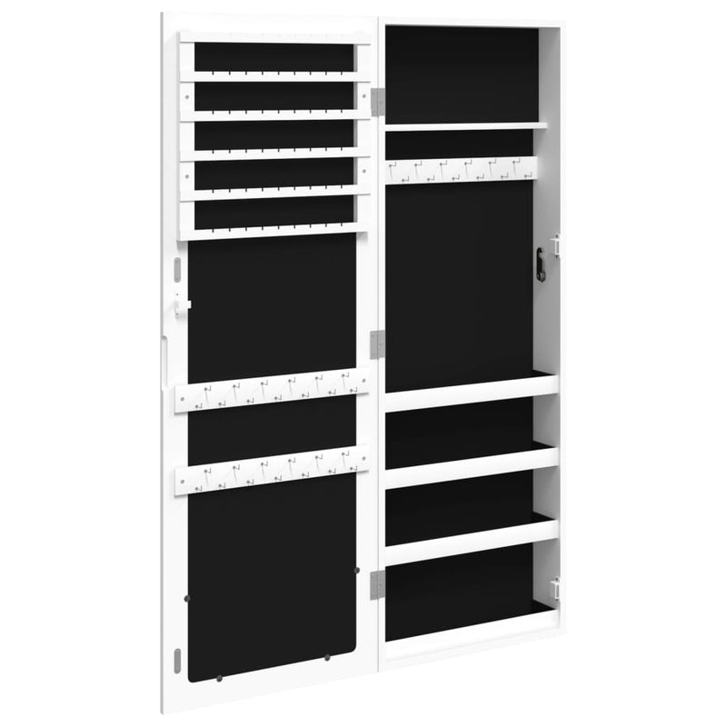 vidaXL Mirror Jewellery Cabinet Wall Mounted White 37.5x10x106 cm