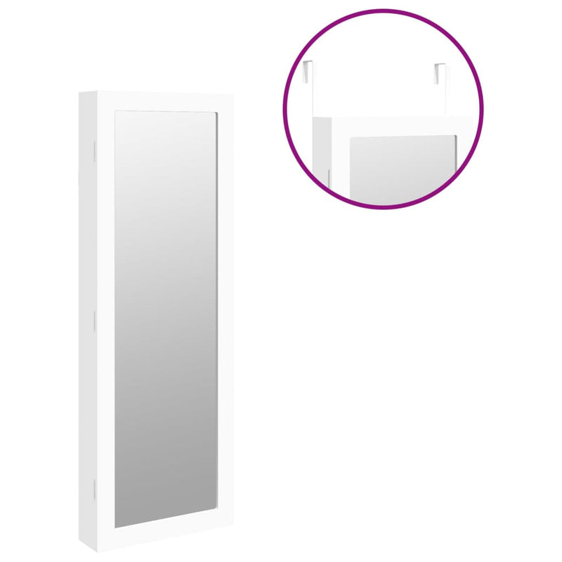 vidaXL Mirror Jewellery Cabinet Wall Mounted White 37.5x10x106 cm