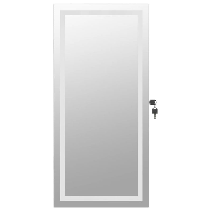 vidaXL Mirror Jewellery Cabinet with LED Lights Wall Mounted White
