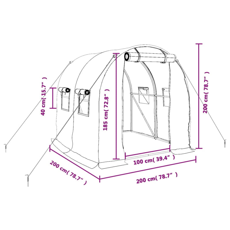 vidaXL Greenhouse with Steel Frame White 4 m² 2x2x2 m