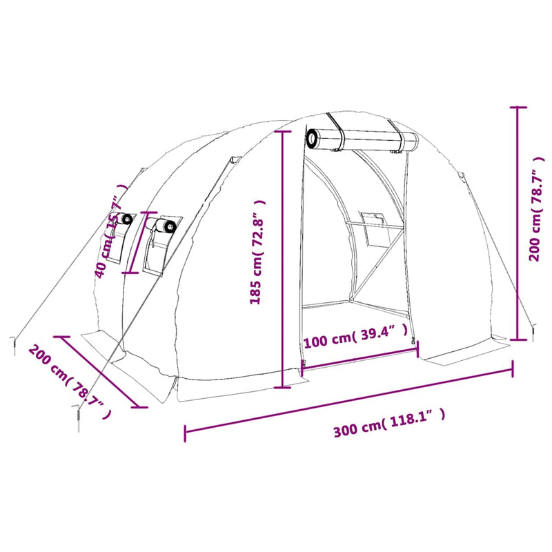 vidaXL Greenhouse with Steel Frame White 6 m² 3x2x2 m