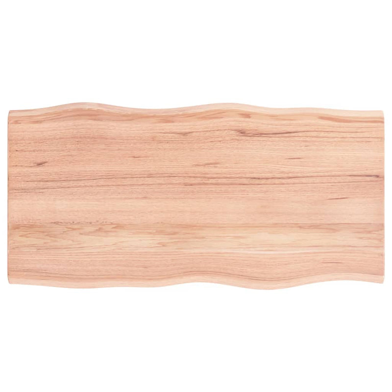 vidaXL Table Top Light Brown 100x50x2 cm Treated Solid Wood Oak Live Edge