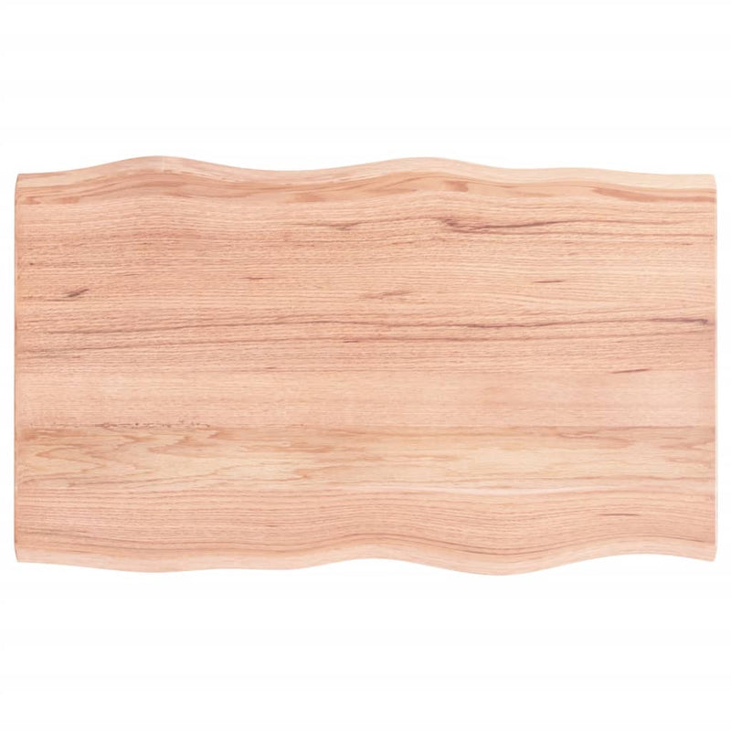 vidaXL Table Top Light Brown 100x60x2 cm Treated Solid Wood Oak Live Edge