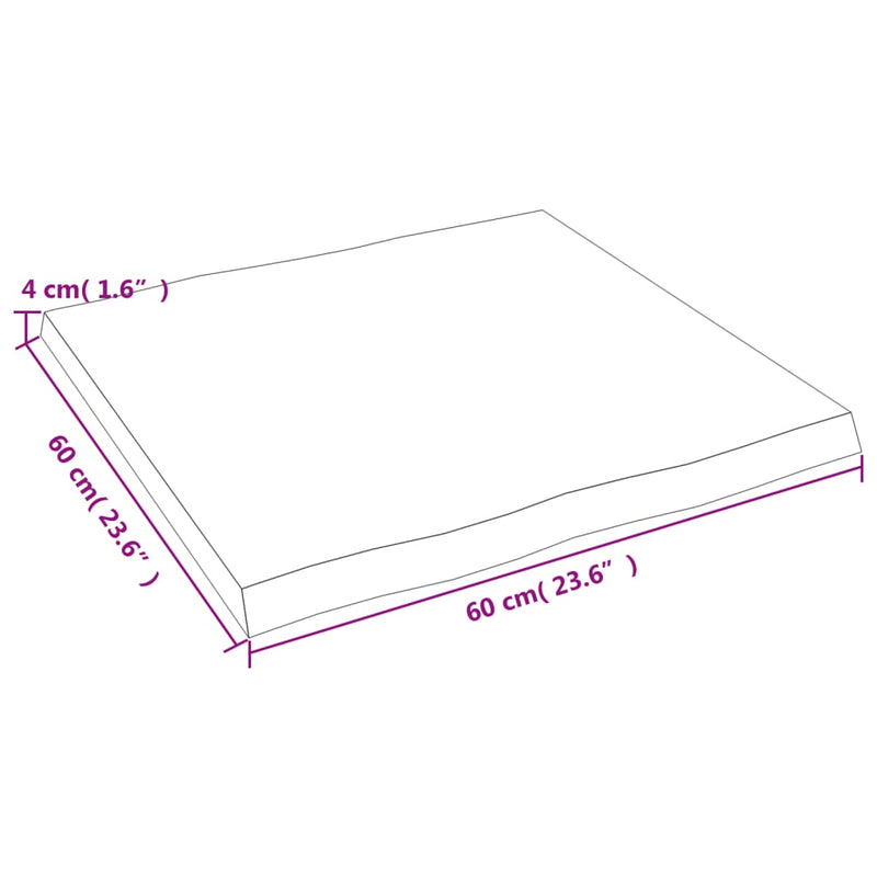 vidaXL Table Top Dark Brown 60x60x(2-4) cm Treated Solid Wood Live Edge