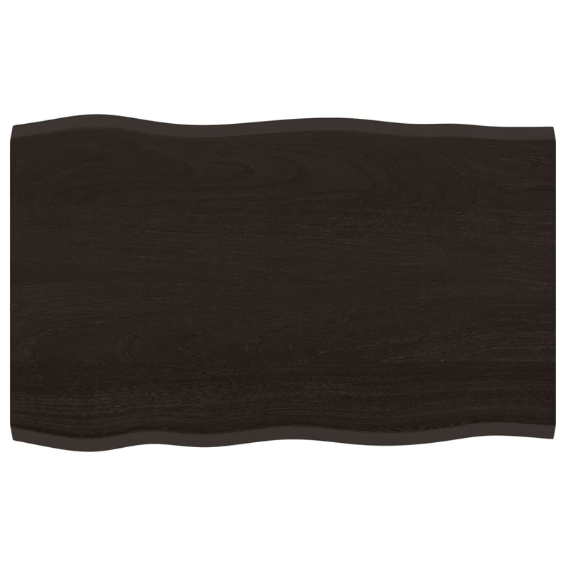 vidaXL Table Top Dark Brown 80x50x2 cm Treated Solid Wood Oak Live Edge