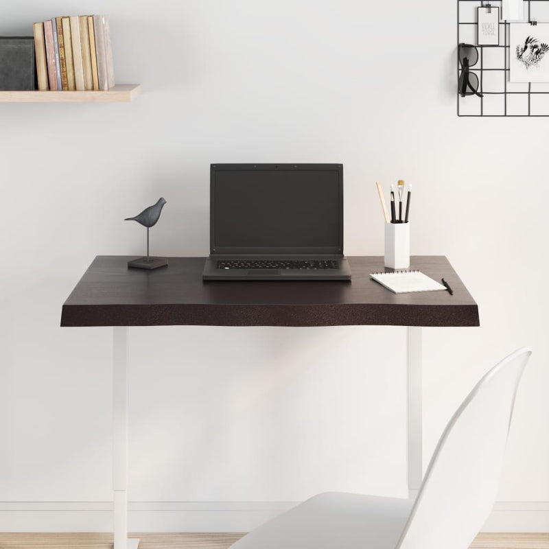 vidaXL Table Top Dark Brown 80x50x(2-4) cm Treated Solid Wood Live Edge