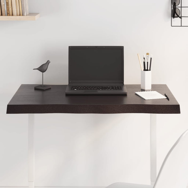 vidaXL Table Top Dark Brown 80x50x(2-4) cm Treated Solid Wood Live Edge