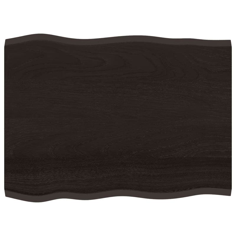 vidaXL Table Top Dark Brown 80x60x2 cm Treated Solid Wood Oak Live Edge