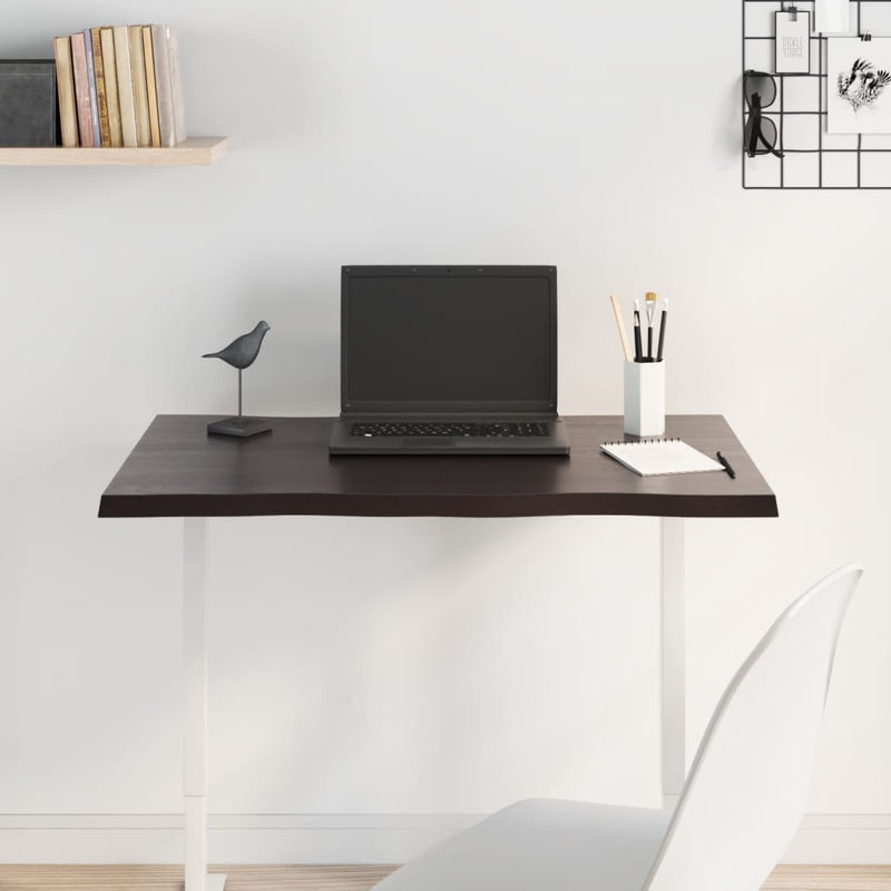 vidaXL Table Top Dark Brown 80x60x2 cm Treated Solid Wood Oak Live Edge