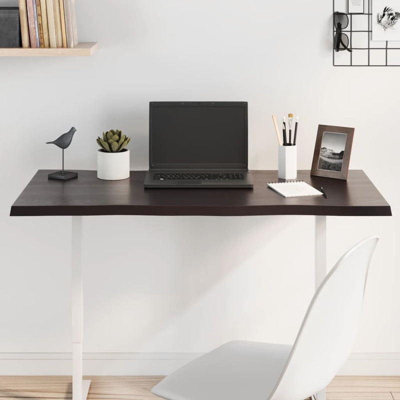 vidaXL Table Top Dark Brown 100x50x2 cm Treated Solid Wood Oak Live Edge