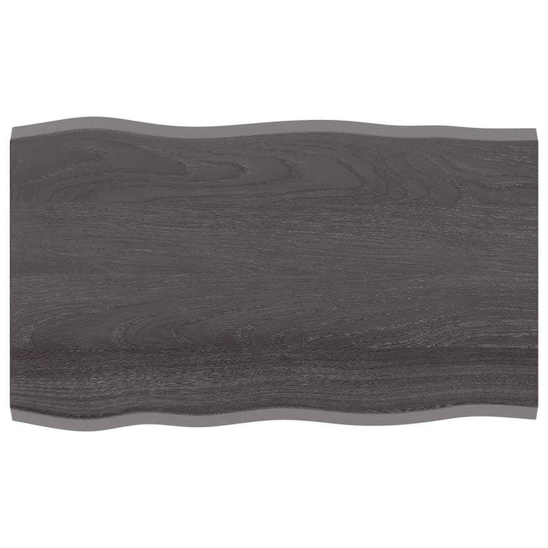 vidaXL Table Top Dark Brown 100x60x2 cm Treated Solid Wood Oak Live Edge