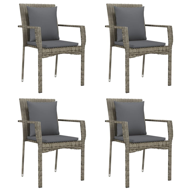 vidaXL 5 Piece Garden Dining Set with Cushions Grey Poly Rattan