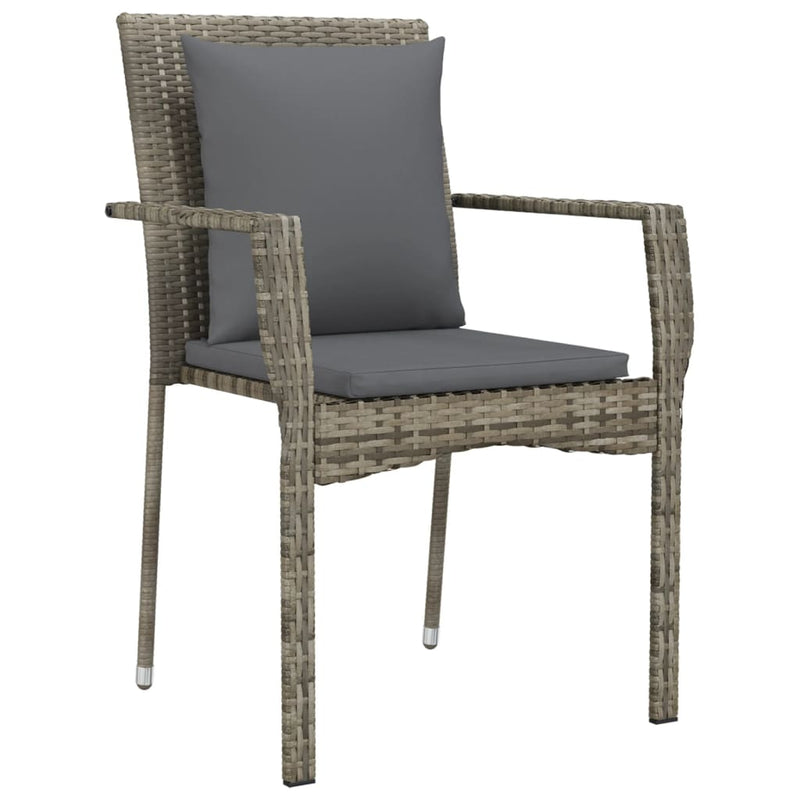 vidaXL 5 Piece Garden Dining Set with Cushions Grey Poly Rattan