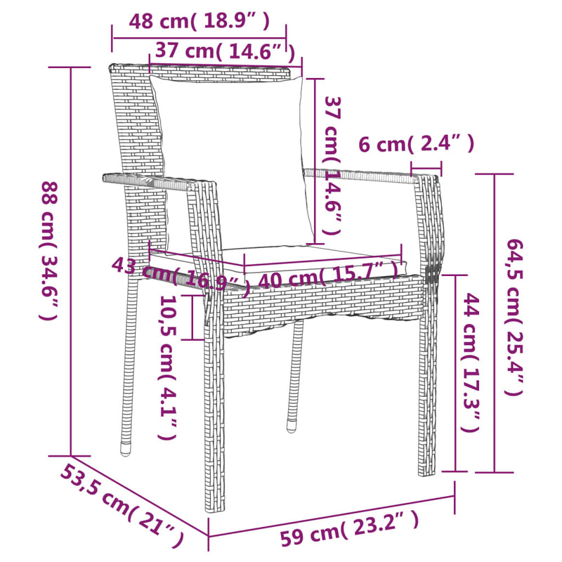 vidaXL 5 Piece Garden Dining Set with Cushions Grey Poly Rattan