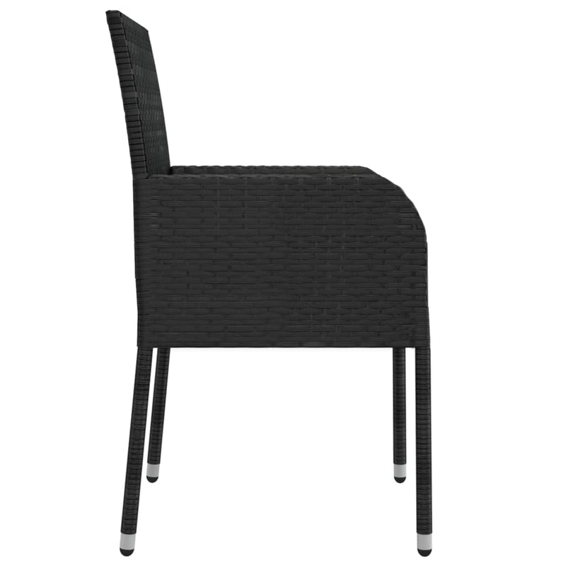 vidaXL 9 Piece Garden Dining Set with Cushions Black Poly Rattan