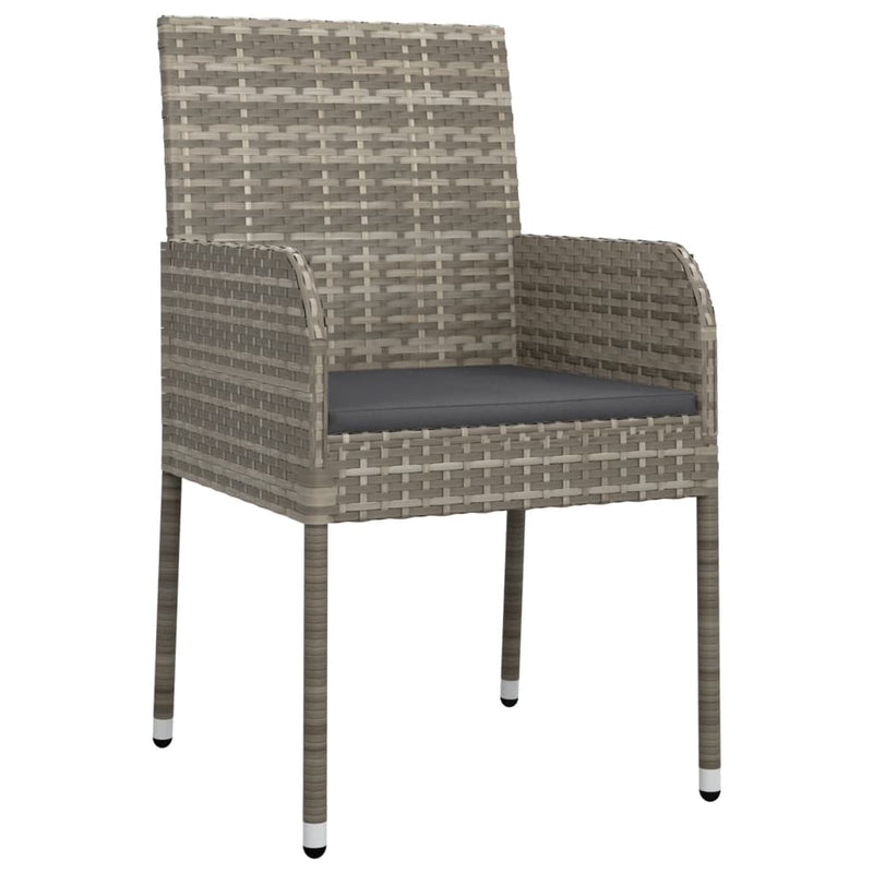 vidaXL 5 Piece Garden Dining Set with Cushions Grey Poly Rattan