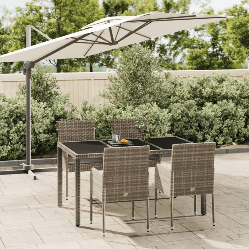 vidaXL 5 Piece Garden Dining Set with Cushions Grey Poly Rattan
