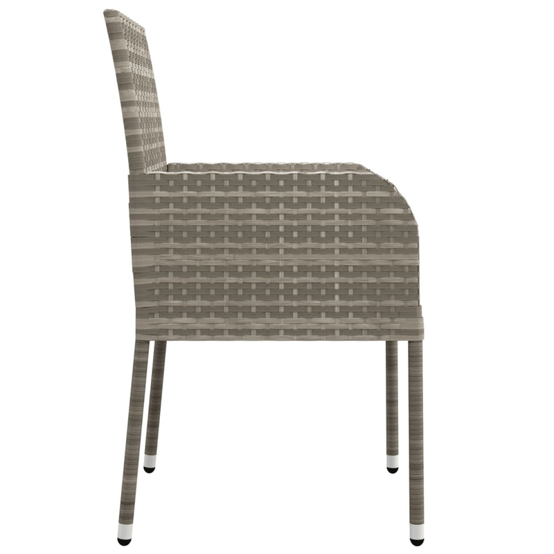 vidaXL 7 Piece Garden Dining Set with Cushions Grey Poly Rattan