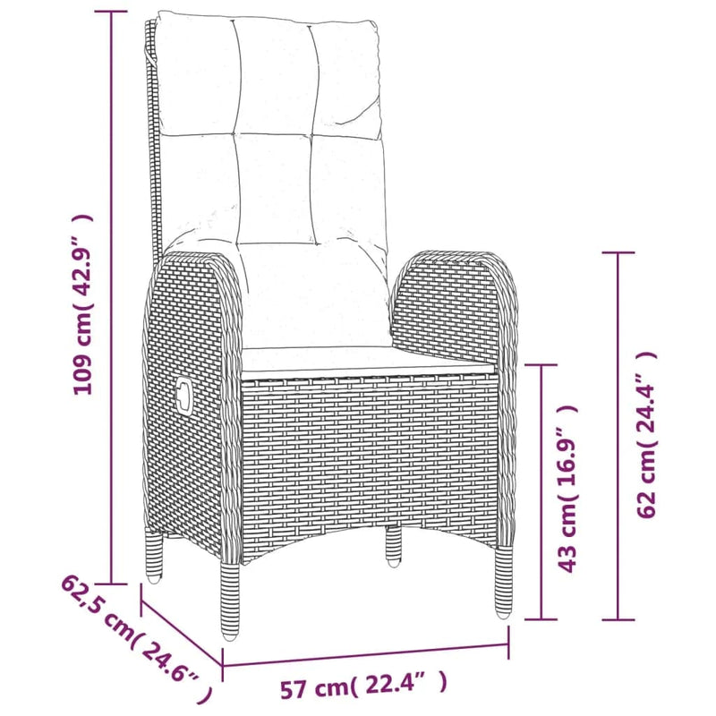 vidaXL 5 Piece Garden Dining Set with Cushions Grey Poly Rattan