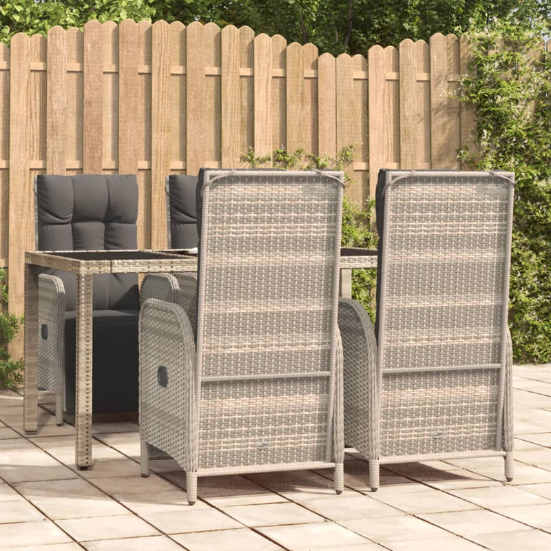 vidaXL 5 Piece Garden Dining Set with Cushions Grey Poly Rattan