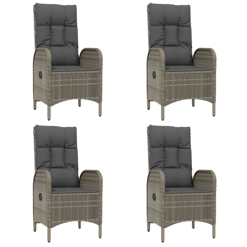 vidaXL 7 Piece Garden Dining Set with Cushions Grey Poly Rattan