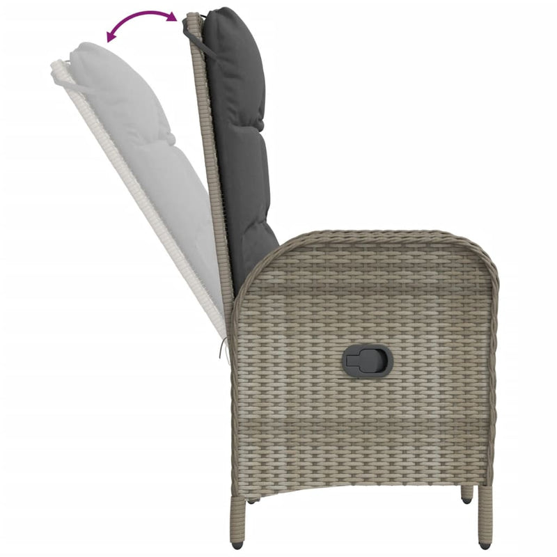 vidaXL 7 Piece Garden Dining Set with Cushions Grey Poly Rattan