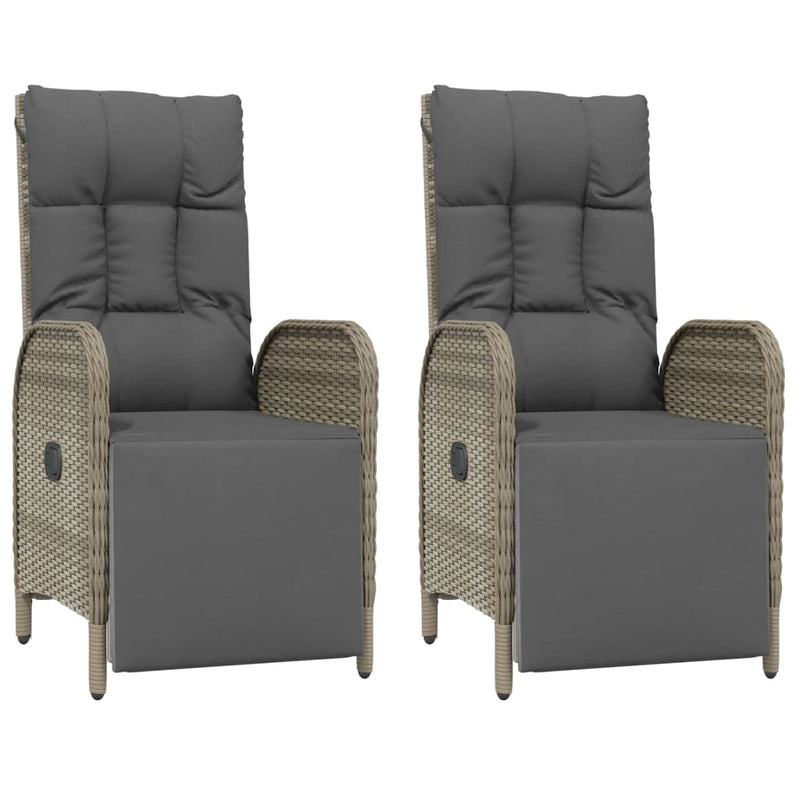 vidaXL 7 Piece Garden Dining Set with Cushions Grey Poly Rattan