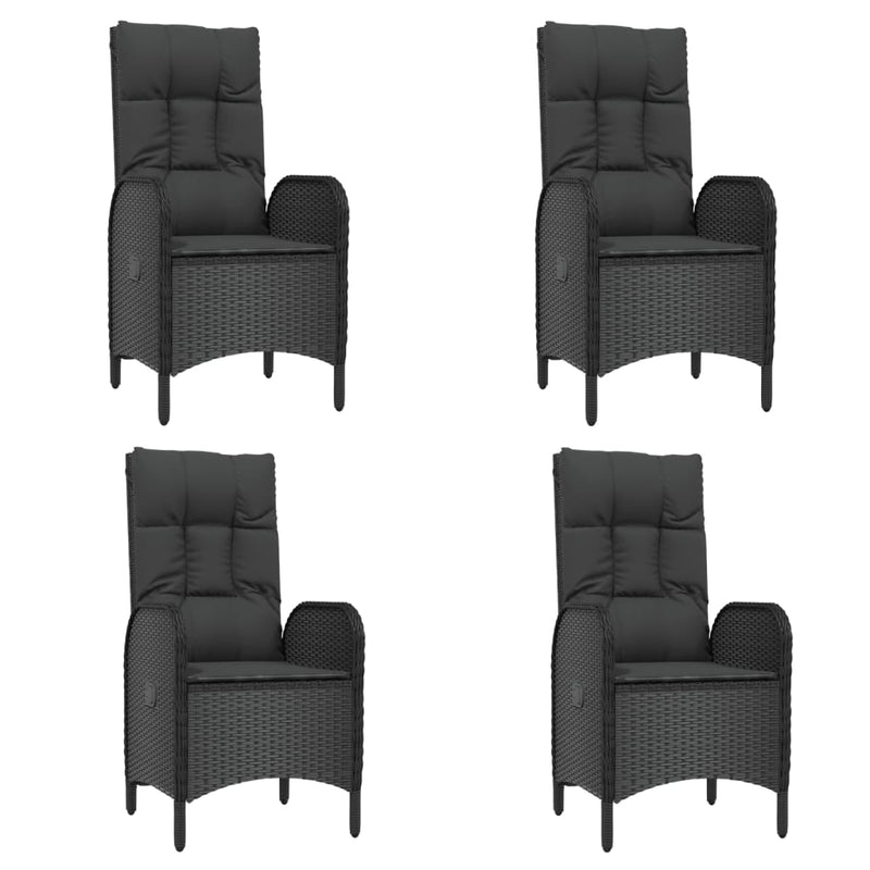 vidaXL 5 Piece Garden Dining Set with Cushions Black Poly Rattan