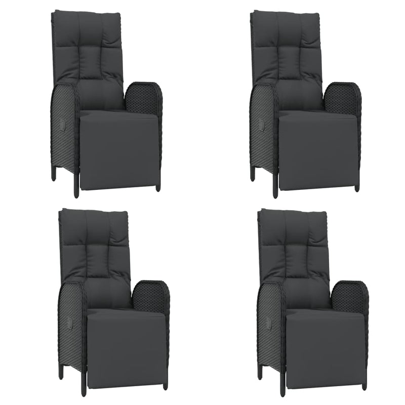 vidaXL 5 Piece Garden Dining Set with Cushions Black Poly Rattan